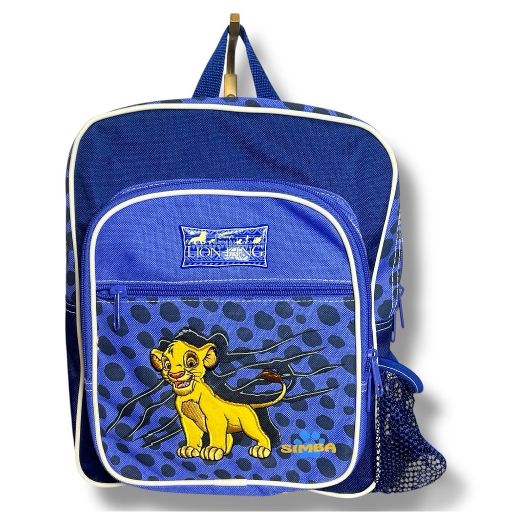 Vintage 90s Disney The Lion King Small Backpack Simba Blue Polka Dot Rare HTF